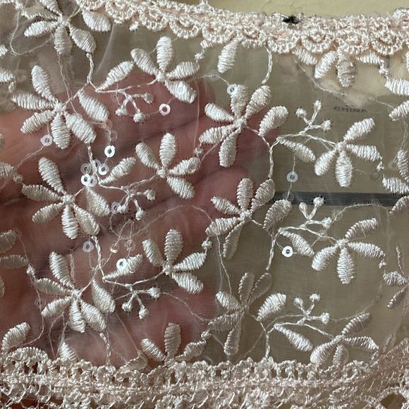 New! POL Blush Pink Semi Sheer Blouse - Picture 6 of 6